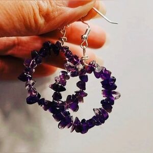 Purple Gemstone Hoop Earrings